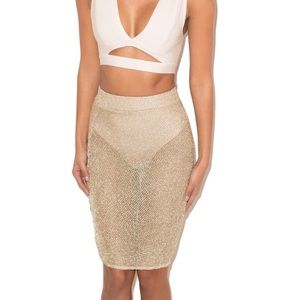 Mistress Rocks HIP SERVICE gold sheer skirt